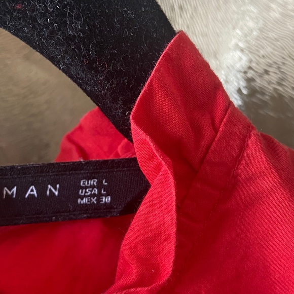 Zara Woman Red Embroidered Long-Sleeve Blouse Size L Excellent Condition - Picture 5 of 9